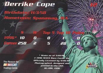 1996 Maxx Made in America #12 Derrike Cope Back