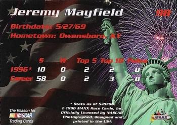 1996 Maxx Made in America #98 Jeremy Mayfield Back