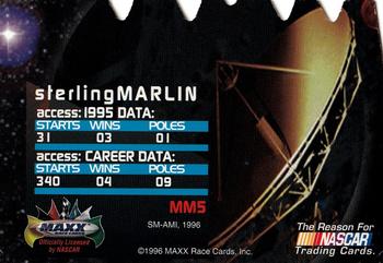 1996 Maxx Odyssey - Millennium #MM5 Sterling Marlin Back
