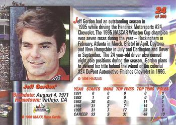 1996 Maxx Premier Series #24 Jeff Gordon Back