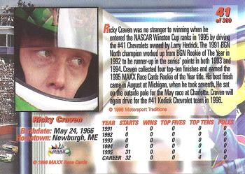 1996 Maxx Premier Series #41 Ricky Craven Back