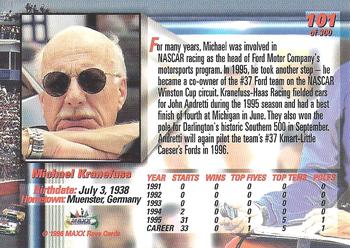 1996 Maxx Premier Series #101 Michael Kranefuss Back