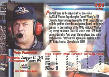 1996 Maxx Premier Series #131 Pete Peterson Back