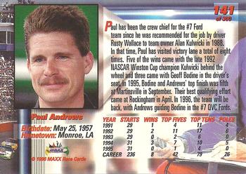1996 Maxx Premier Series #141 Paul Andrews Back