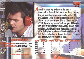 1996 Maxx Premier Series #154 Chris Hussey Back