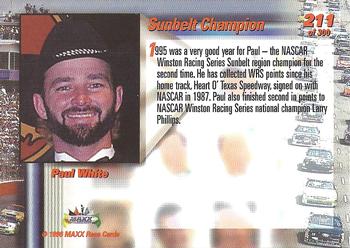 1996 Maxx Premier Series #211 Paul White Back