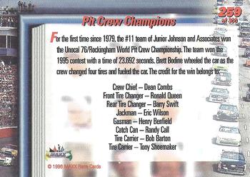 1996 Maxx Premier Series #259 WC Pit Crew Champs Back