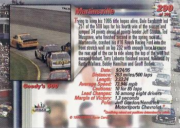 1996 Maxx Premier Series #290 Martinsville Back
