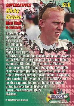 1996 Maxx Premier Series - Superlatives #SL6 Ricky Craven Back