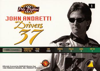 1996 Pinnacle Pole Position #1 John Andretti Back