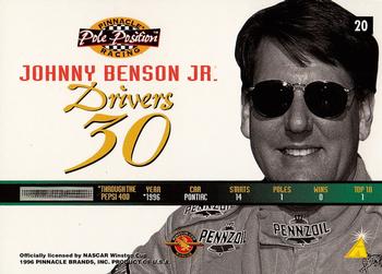 1996 Pinnacle Pole Position #20 Johnny Benson Jr. Back