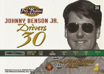 1996 Pinnacle Pole Position - Lightning Fast #20 Johnny Benson Jr. Back