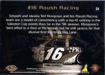 1996 Pinnacle Pole Position - Lightning Fast #34 Ted Musgrave's Car Back