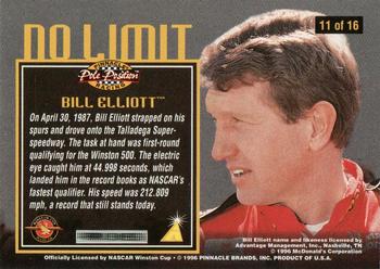 1996 Pinnacle Pole Position - No Limit #11 Bill Elliott Back