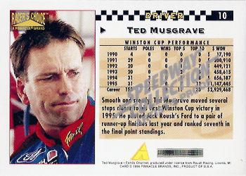 1996 Pinnacle Racer's Choice - Speedway Collection Artist's Proof #10 Ted Musgrave Back