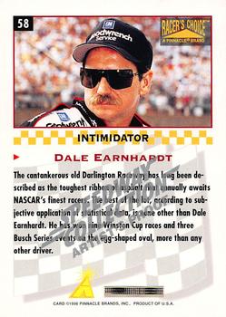1996 Pinnacle Racer's Choice - Speedway Collection Artist's Proof #58 Dale Earnhardt Back