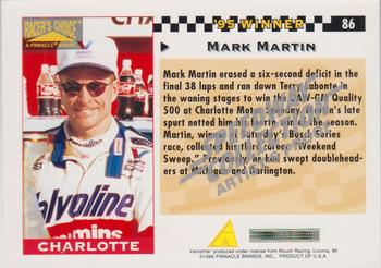 1996 Pinnacle Racer's Choice - Speedway Collection Artist's Proof #86 Mark Martin Back