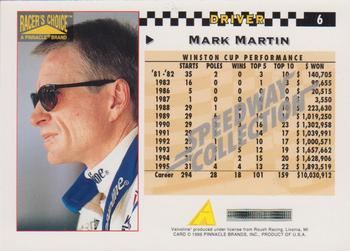 1996 Pinnacle Racer's Choice - Speedway Collection #6 Mark Martin Back