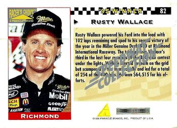 1996 Pinnacle Racer's Choice - Speedway Collection #82 Rusty Wallace Back