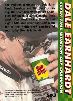1996 Pinnacle Racer's Choice Sundrop #SD3 Dale Earnhardt Back