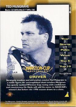1996 Pinnacle - Winston Cup Collection #16 Ted Musgrave Back