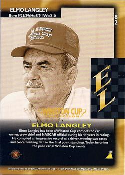 1996 Pinnacle - Winston Cup Collection #82 Elmo Langley Back