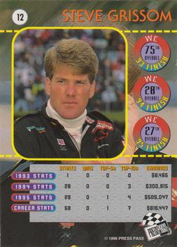 1996 Press Pass - Cup Chase Foil Prizes #12 Steve Grissom Back