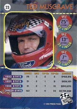 1996 Press Pass - Scorchers #23 Ted Musgrave Back