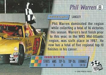 1996 Press Pass - Scorchers #103 Phil Warren Back