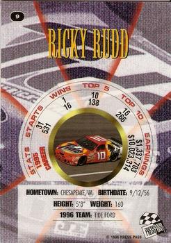 1996 Press Pass Premium - Holofoil #9 Ricky Rudd Back
