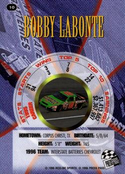 1996 Press Pass Premium - Holofoil #10 Bobby Labonte Back