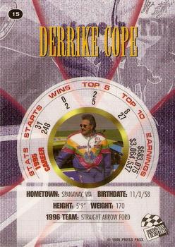 1996 Press Pass Premium - Holofoil #15 Derrike Cope Back