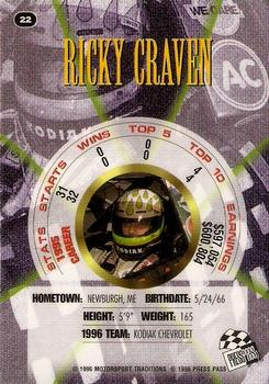 1996 Press Pass Premium - Holofoil #22 Ricky Craven Back