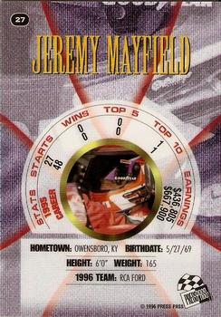 1996 Press Pass Premium - Holofoil #27 Jeremy Mayfield Back