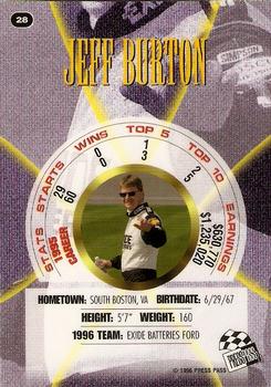1996 Press Pass Premium - Holofoil #28 Jeff Burton Back