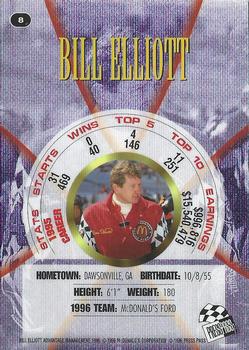 1996 Press Pass Premium - Holofoil #8 Bill Elliott Back