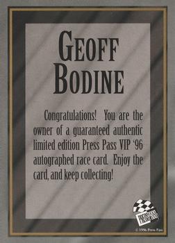 1996 Press Pass VIP - Autographs #NNO Geoff Bodine Back