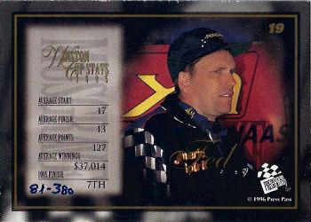 1996 Press Pass VIP - Emerald Proofs #19 Ted Musgrave Back