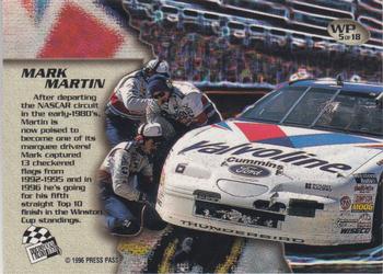 1996 Press Pass VIP - War Paint Gold #WP5 Mark Martin's Car Back