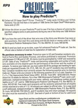 1996 Upper Deck - Predictors: Poles #RP9 Rick Mast Back