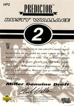 1996 Upper Deck - Predictors: Wins Exchange #HP2 Rusty Wallace Back