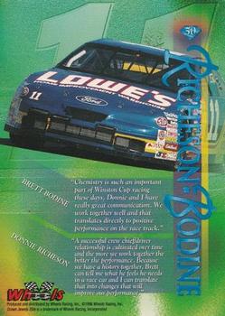 1996 Wheels Crown Jewels Elite - Topaz (Retail, Blue) #50 Donnie Richeson/Brett Bodine Back