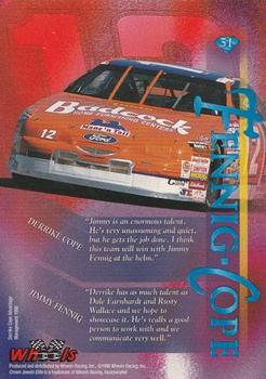 1996 Wheels Crown Jewels Elite - Topaz (Retail, Blue) #51 Jimmy Fennig/Derrike Cope Back