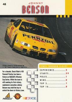 1997 Pinnacle - Artist Proofs #48 Johnny Benson's Car Back
