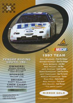 1997 Pinnacle Certified - Mirror Gold #36 Rusty Wallace's Car Back