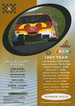1997 Pinnacle Certified - Mirror Gold #41 Bill Elliott's Car Back