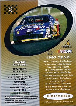 1997 Pinnacle Certified - Mirror Gold #43 #16 Roush Racing Back