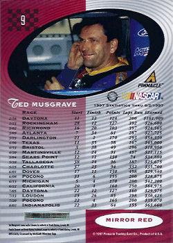 1997 Pinnacle Certified - Mirror Red #9 Ted Musgrave Back