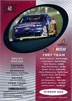 1997 Pinnacle Certified - Mirror Red #43 #16 Roush Racing Back