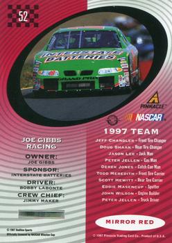 1997 Pinnacle Certified - Mirror Red #52 #18 Joe Gibbs Racing Back